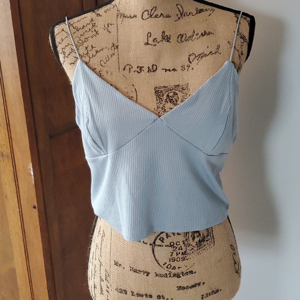 Blue cropped tank top